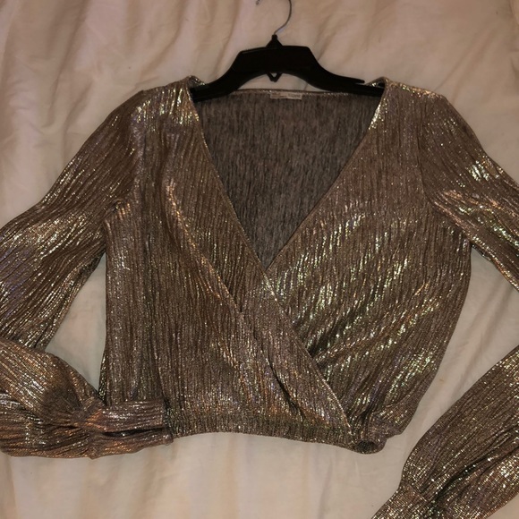 Zara Tops - ZARA Collection GOLD CROP LONG SLEEVE TOP Zara Tops - ZARA Collection GOLD CROP LONG SLEEVE TOP